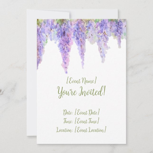 Wisteria floral invitation card (Front)