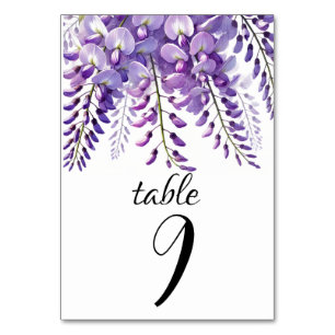 Wisteria Floral Purple Elegant Flowers Wedding Table Number