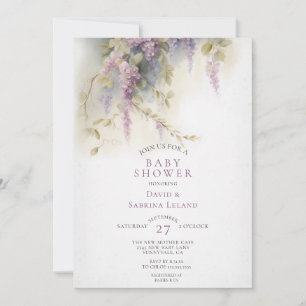Wisteria Floral Watercolor Couple's Baby Shower Invitation