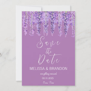 Wisteria Floral Watercolor Purple Flower Wedding Invitation