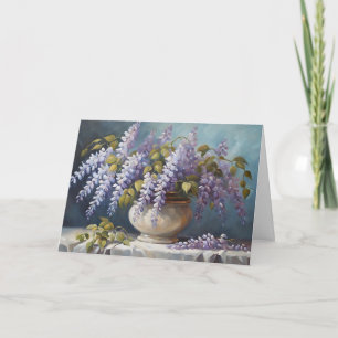 Wisteria Flowers Bouquet in a Vase Card
