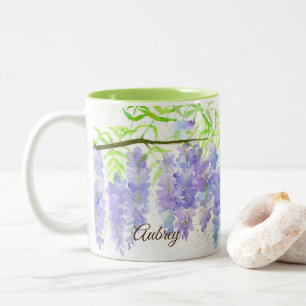 Wisteria Flowers Personalised Bridesmaid Gift Two-Tone Coffee Mug