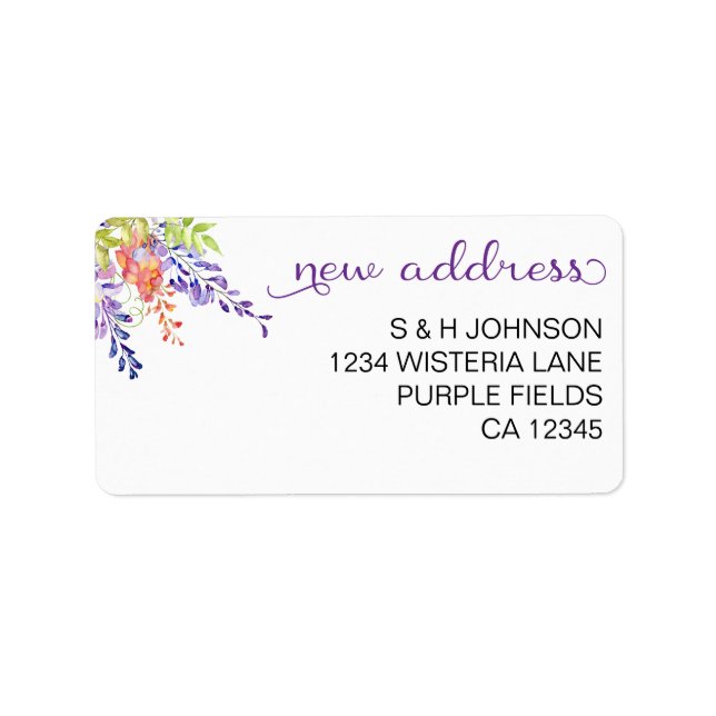 Wisteria Flowers Purple New Address Label (Front)