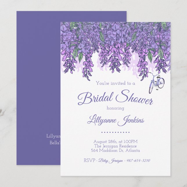 Wisteria Garden Bridal Shower Invitation (Front/Back)