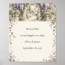Wisteria Garden Lavender Arch Wedding Welcome Sign