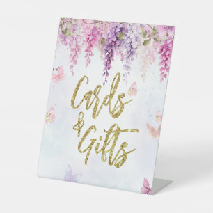 Wisteria Glitter Butterfly Birthday Cards Gifts Pedestal Sign