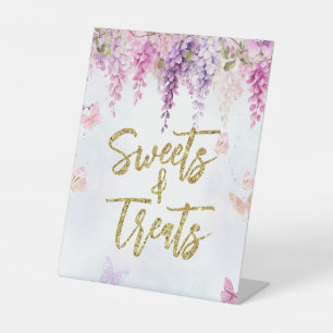 Wisteria Glitter Butterfly Birthday Sweets Treats Pedestal Sign
