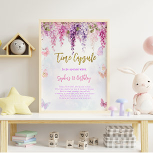 Wisteria Glitter Butterfly Birthday Time Capsule Poster