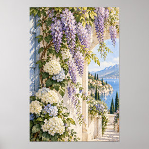 Wisteria Hydrangea Lakeside Garden Wall Art