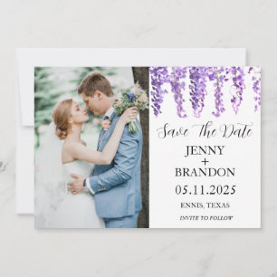 Wisteria Lavender Purple Floral Photo Elegant Save The Date