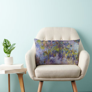 Wisteria (left half) by Claude Monet Lumbar Cushion