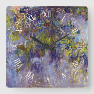 Wisteria (left half) by Claude Monet Square Wall Clock