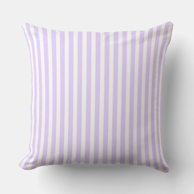 Wisteria Lilac Lavender Orchid & White Stripe Cushion (Front)