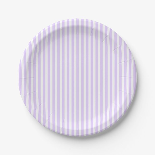 Wisteria Lilac Lavender Orchid & White Stripe Paper Plate (Front)