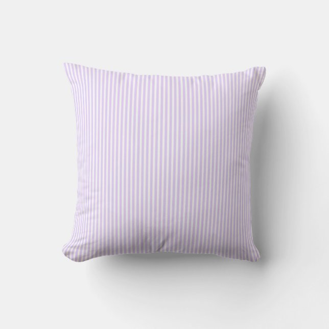 Wisteria Lilac Lavender Orchid & White Stripest Cushion (Front)