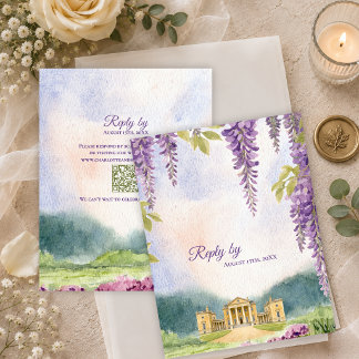 Wisteria Manor Estate Wedding QR Code RSVP Card