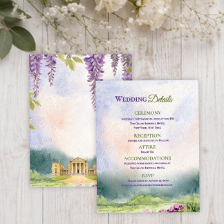 Wisteria Manor Garden Wedding Information Details Enclosure Card