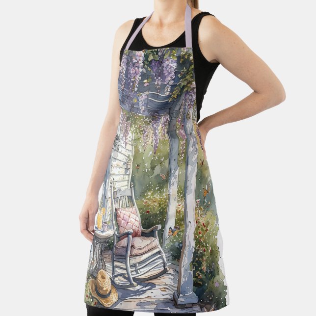 Wisteria Porch Rocking Chair Scene Apron (Insitu)