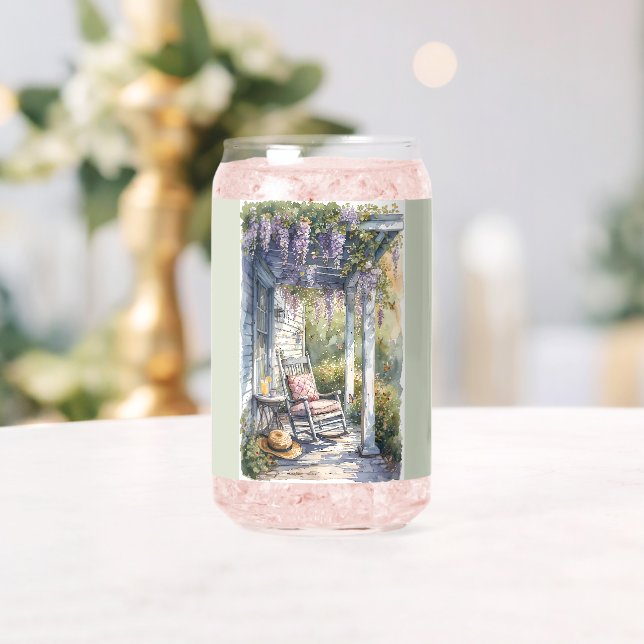 Wisteria Porch Rocking Chair Scene Can Glass (Insitu (Wedding))