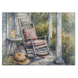 Wisteria Porch Rocking Chair Scene Cutting Board