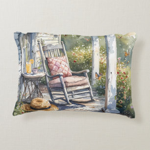 Wisteria Porch Rocking Chair Scene Decorative Cushion
