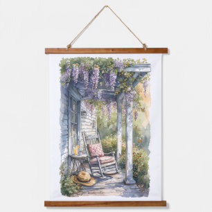 Wisteria Porch Rocking Chair Scene Hanging Tapestry