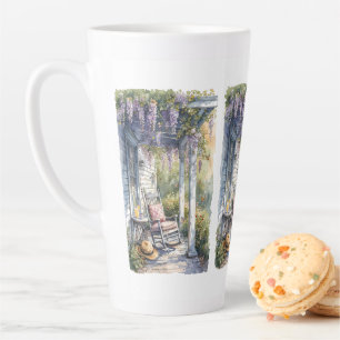 Wisteria Porch Rocking Chair Scene Latte Mug