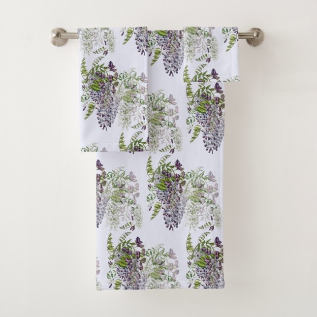 Wisteria Profusion Colour Customise Bath Towel Set (Insitu)