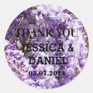 Wisteria Purple Floral Blossom Tree Violet  Classi Classic Round Sticker