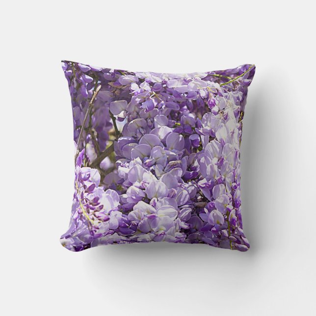 Wisteria Purple Floral Blossom Tree Violet Cushion (Front)