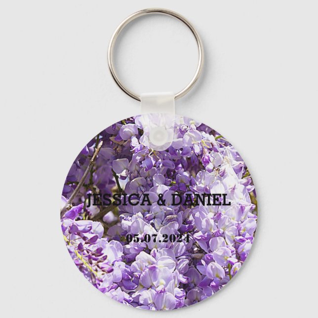 Wisteria Purple Floral Blossom Tree Violet Key Ring (Front)