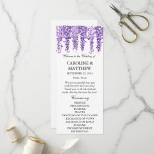 Wisteria Purple Floral Elegant Lavender Wedding Programme