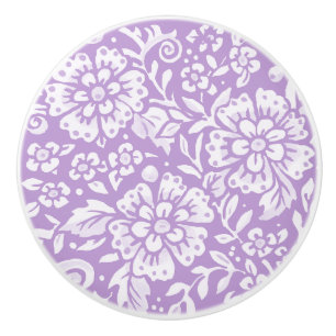 Wisteria Purple Floral Leaves Woodland Pretty Ceramic Knob