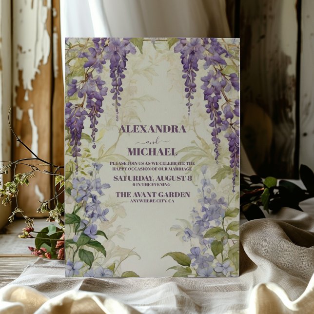  Wisteria Purple Floral Wedding Invitation (Creator Uploaded)