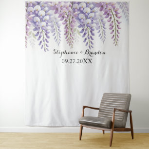 Wisteria Purple Floral Wedding Photo Booth Tapestry