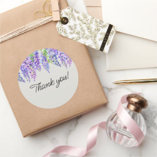 Wisteria Purple Flowers Botanical Garden Thank You Classic Round Sticker