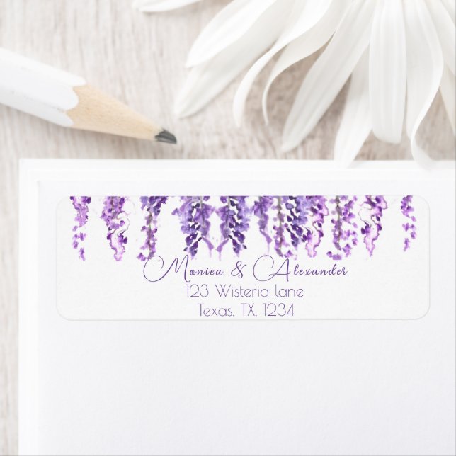Wisteria Purple Flowers Elegant Return Address (Insitu)