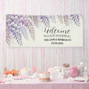 Wisteria Purple Flowers Elegant Wedding Banner