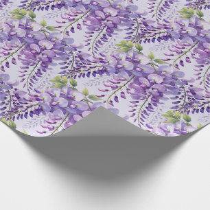 Wisteria Purple Flowers Wildflowers Watercolor  Wrapping Paper