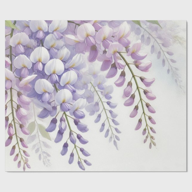 Wisteria Purple Flowers Wildflowers Watercolor  Wrapping Paper (Flat)