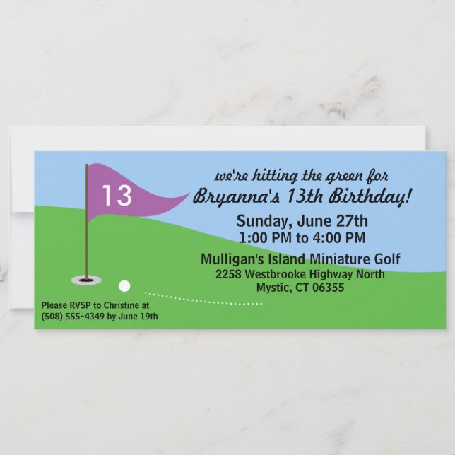 Wisteria Purple Hit the Green Golf Birthday Party Invitation (Front)