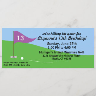 Wisteria Purple Hit the Green Golf Birthday Party Invitation