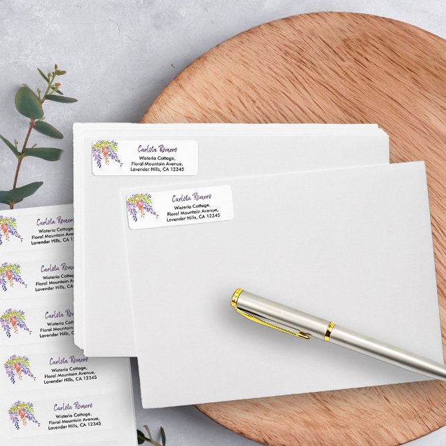 Wisteria Purple Lavender Floral Return Address (Return Address Labels from my Purple Wisteria Quinceanera Collection)