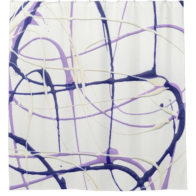 Wisteria Purple Paint Splatter Shower Curtain (Front)
