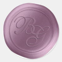 Wisteria Purple Script Monogram Wax Seal Stickers