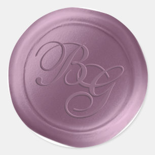 Wisteria Purple Script Monogram Wax Seal Stickers