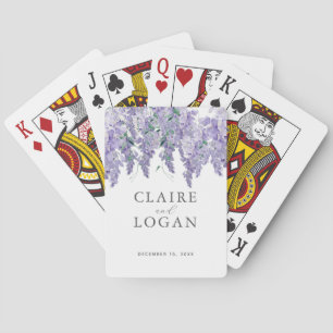 Wisteria Purple Watercolor Wedding Playing Cards