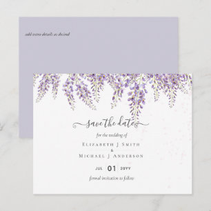 Wisteria Purple Wedding Save Dates Postcard