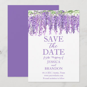 Wisteria Save the Date Purple Floral Violet Invitation