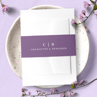 Wisteria Simple Purple Wedding Invitation Belly Band